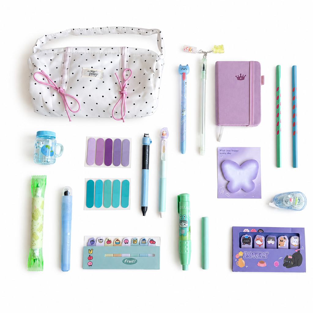 Sweet Friends Kawaii Lavender | Cute Stationery Set & Pencil Case