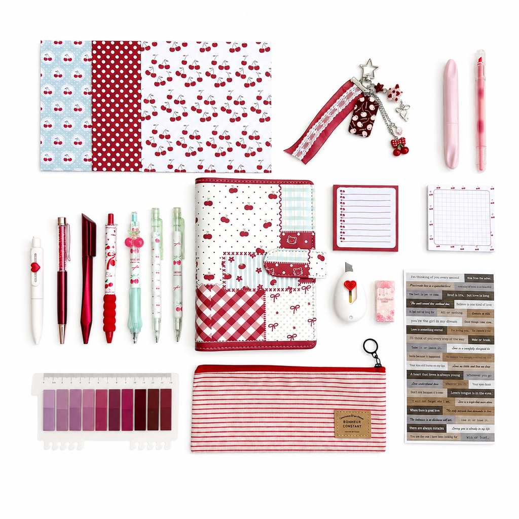 Cherry Lady | Stationery Set with Pencil Case & Journal