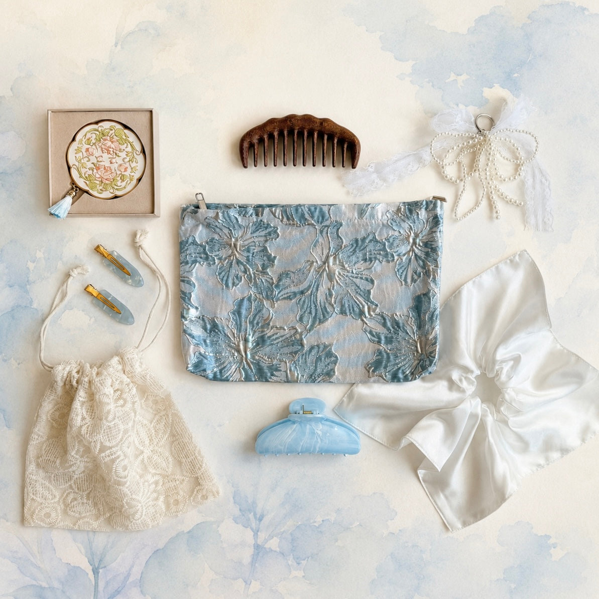 Powder Blue Lake | Hair Accessories Self-Care Gift Set
